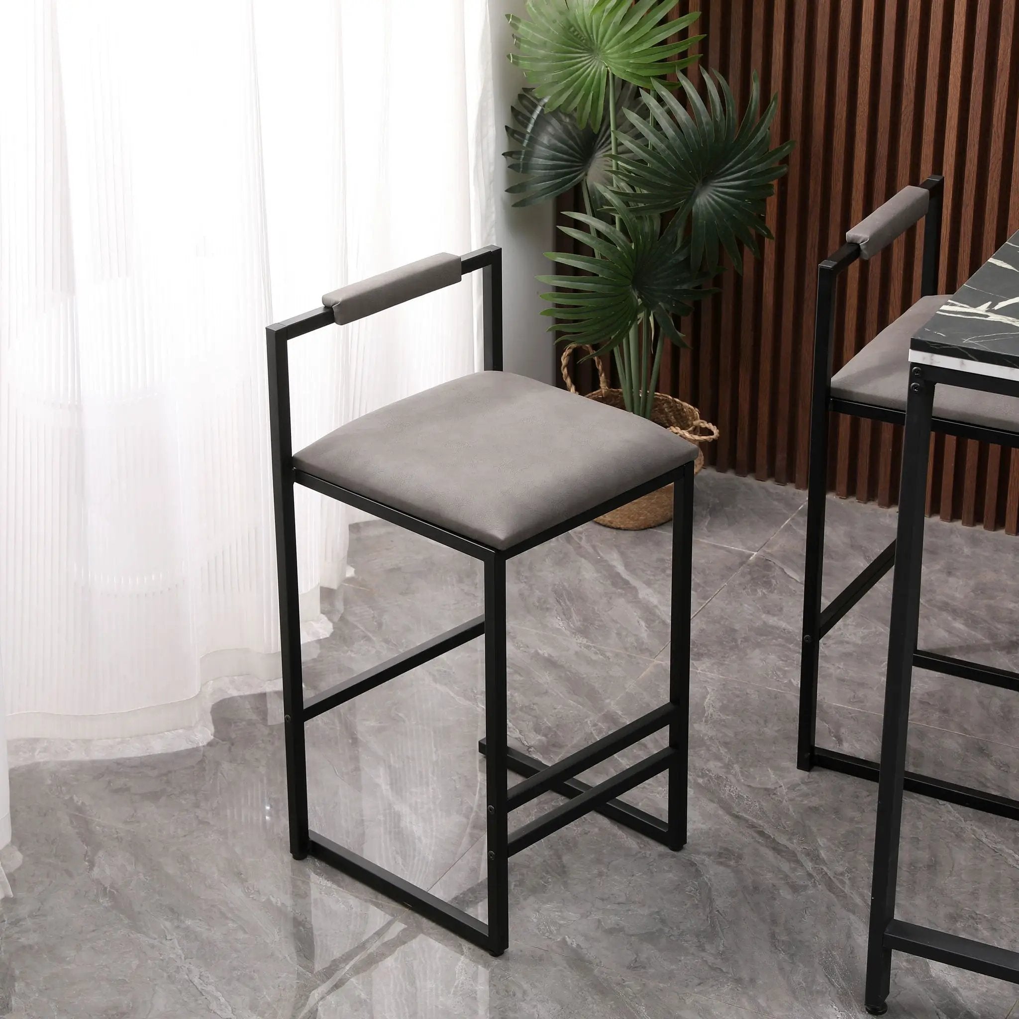 Elegant Bar Stool Set With Backrest And Footrest, Counter Height (Set of 2) by Unique Piece Furniture