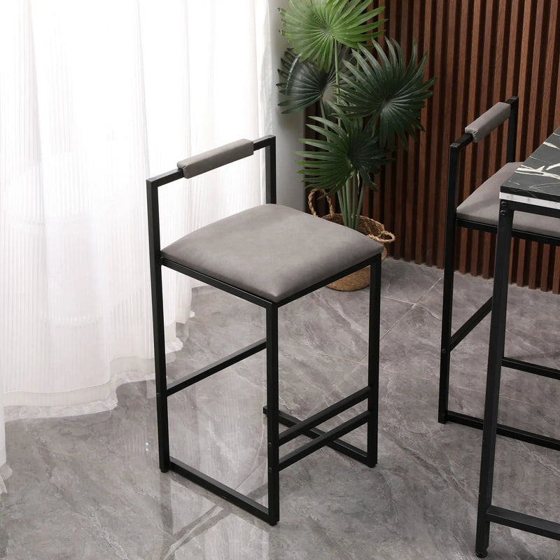 Elegant Bar Stool Set With Backrest And Footrest, Counter Height (Set of 2) by HouseOfZazla