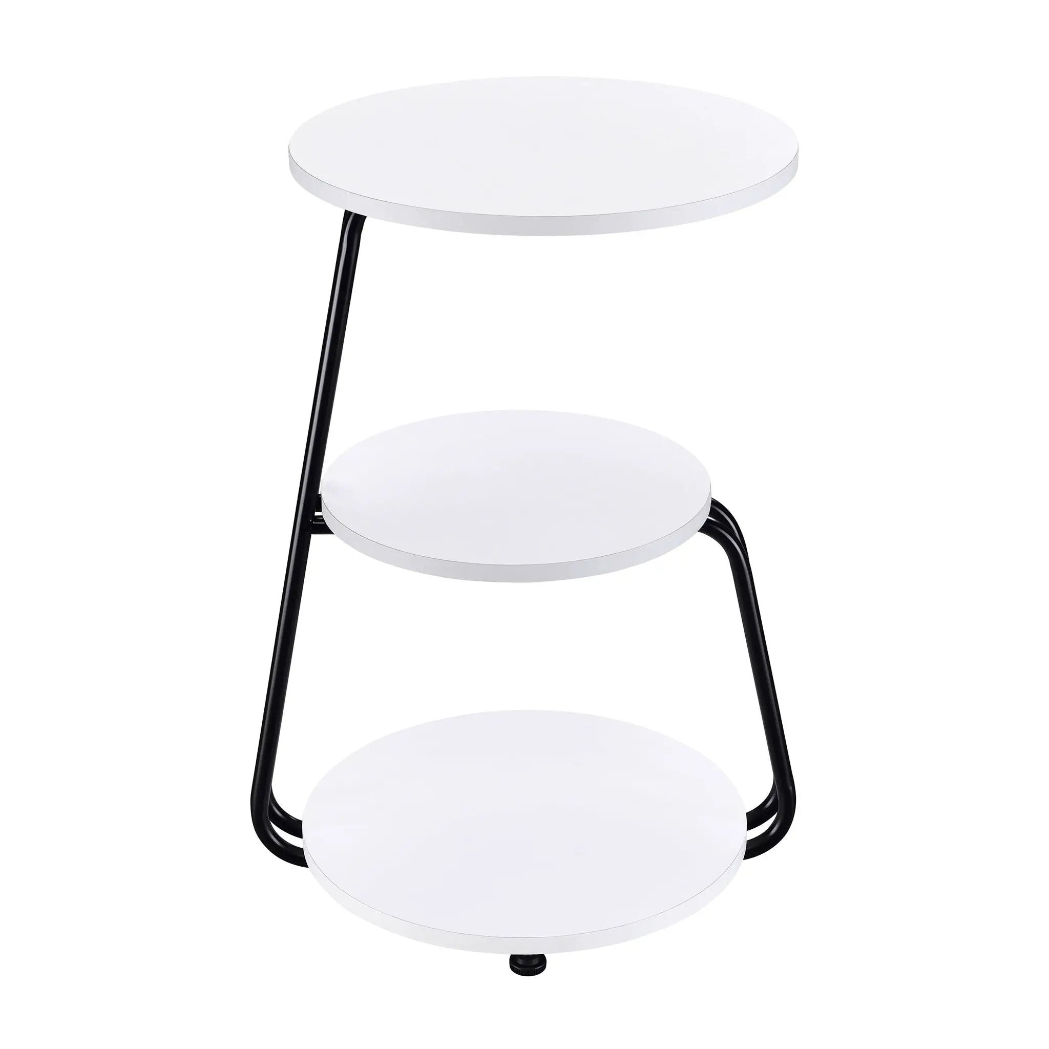 Hilly 3-tier Round Accent Side Table White and Black by Unique Piece Furniture