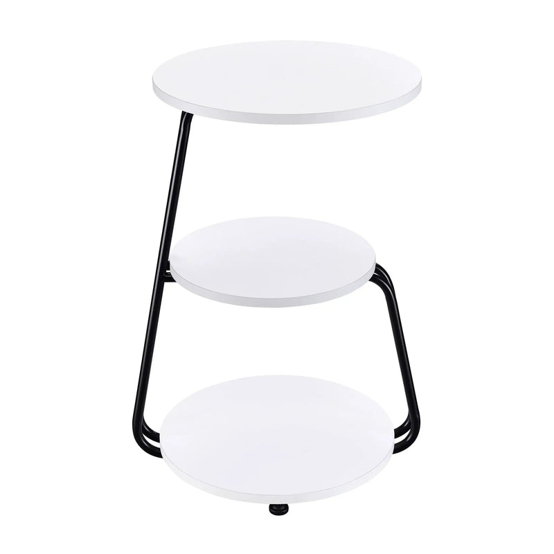 Hilly 3-tier Round Accent Side Table White and Black by Unique Piece Furniture