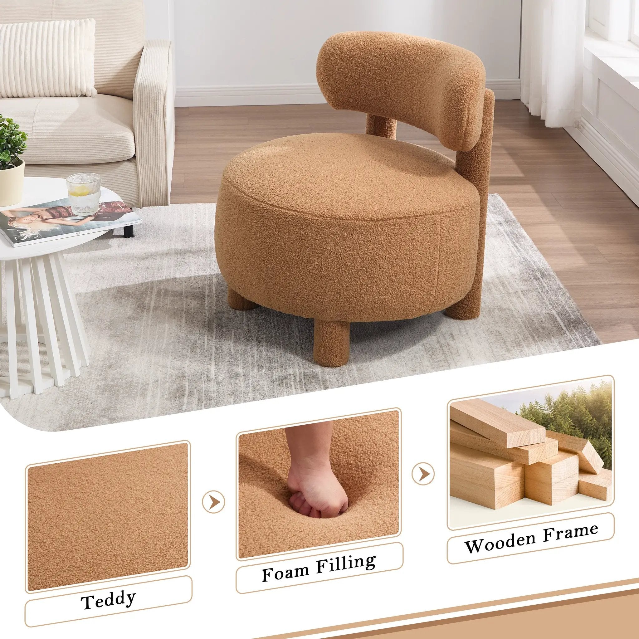 Teddy Fabric Armless Accent Chair by HouseOfZazla
