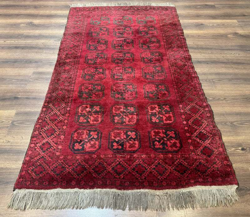 Afghan Turkoman Bokhara Bashir Rug 3x6, Red by Jewel Rugs