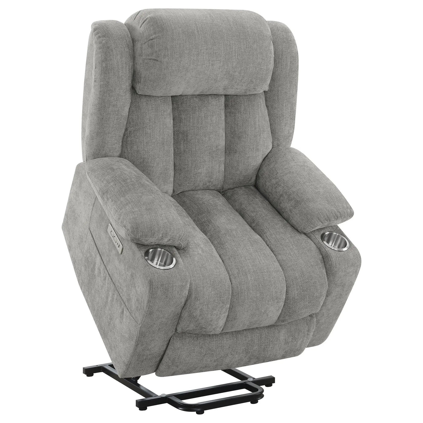 Beca - Upholstered Power Lift Recliner With Cupholders And USB Charging by HouseOfZazla