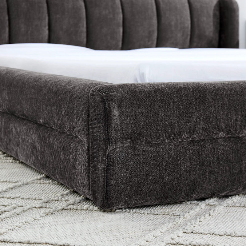 Modern Upholstered Bed Frame With Thick Fabric And Headboard by Unique Piece Furniture