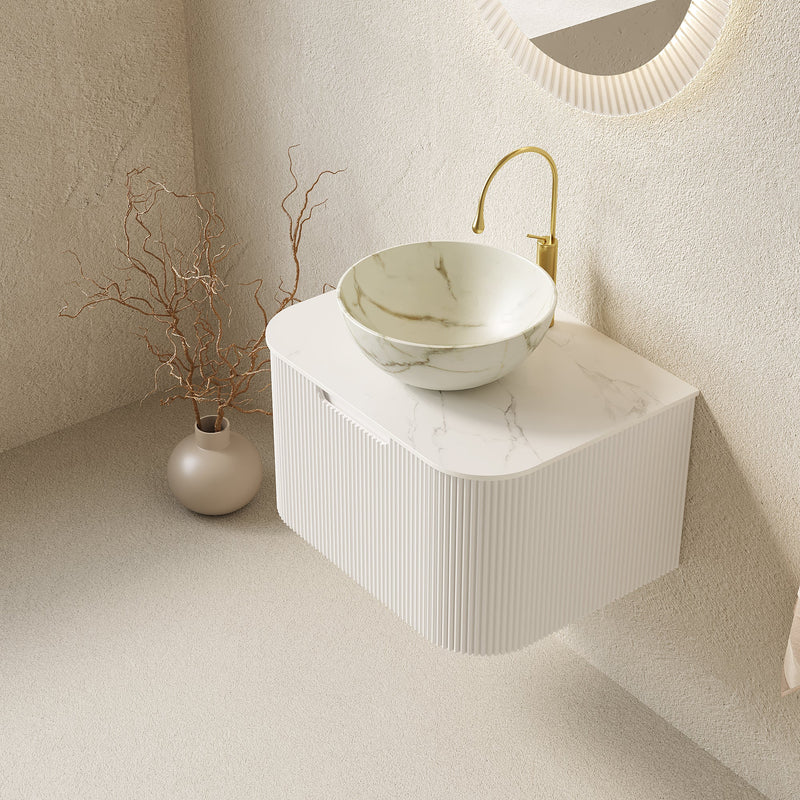 DINA 24" Bathroom Vanity & Sink with Floating Curved Edges by HouseOfZazla