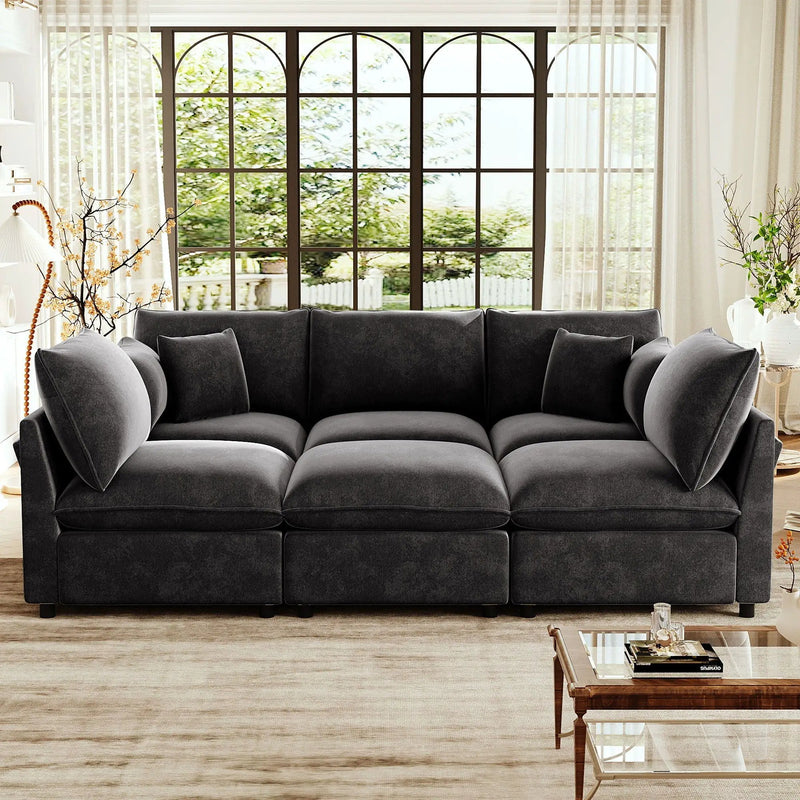 Modern Sectional Sofa U-Shaped With Movable Ottoman Storage Armrests And USB Ports by HouseOfZazla