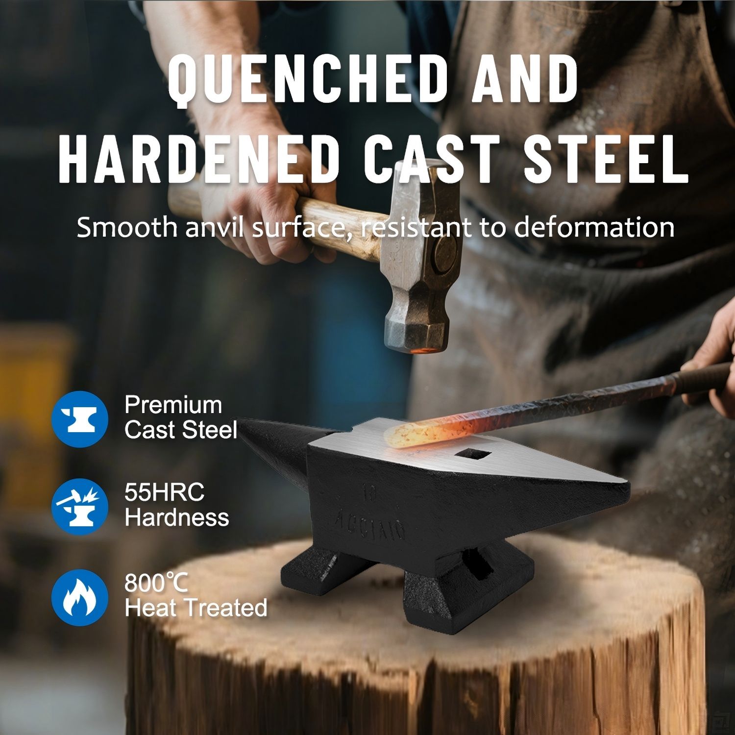 22 Lbs High Hardness Rugged Round Horn Anvil Blacksmith - Black by HouseOfZazla
