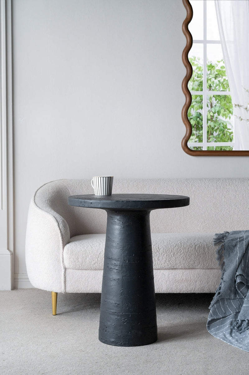 Black Round Side Table with Pedestal Base by BLAKHOM