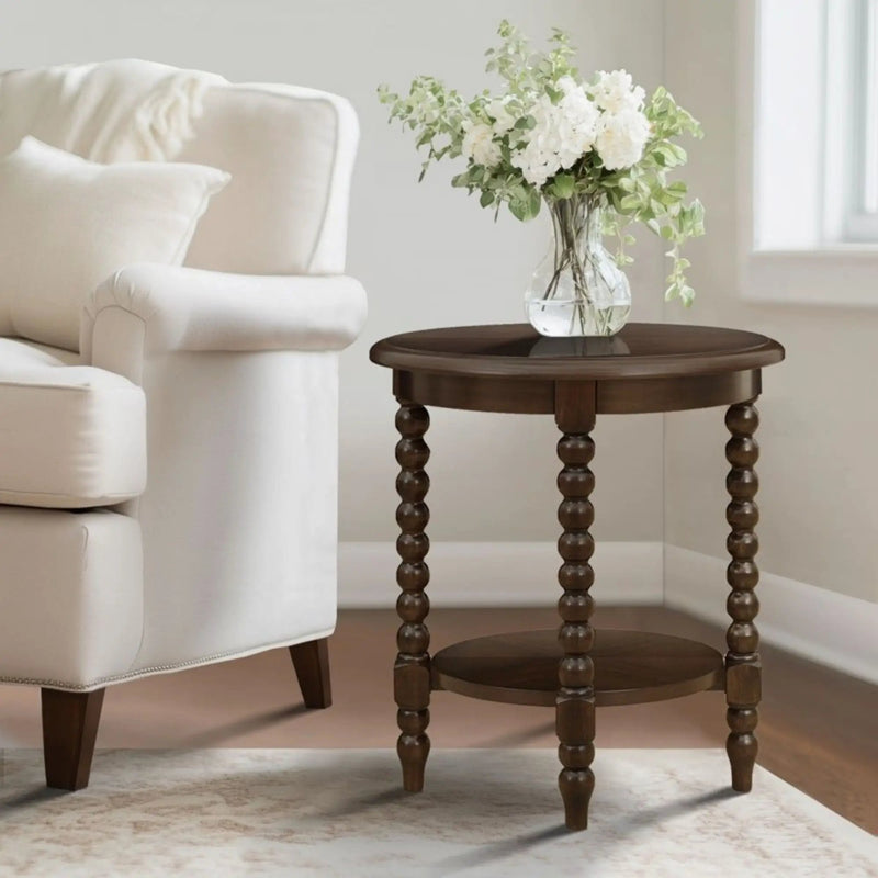 Philippe - Round End Table With Shelf - Brown by Unique Piece Furniture