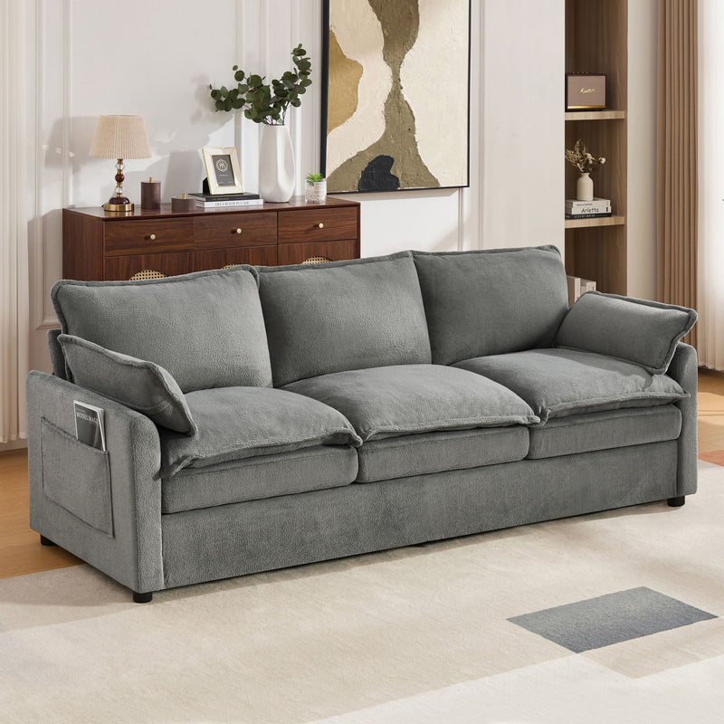 Modern 3 Seater Sofa With Side Storage Pockets For Living Room by HouseOfZazla