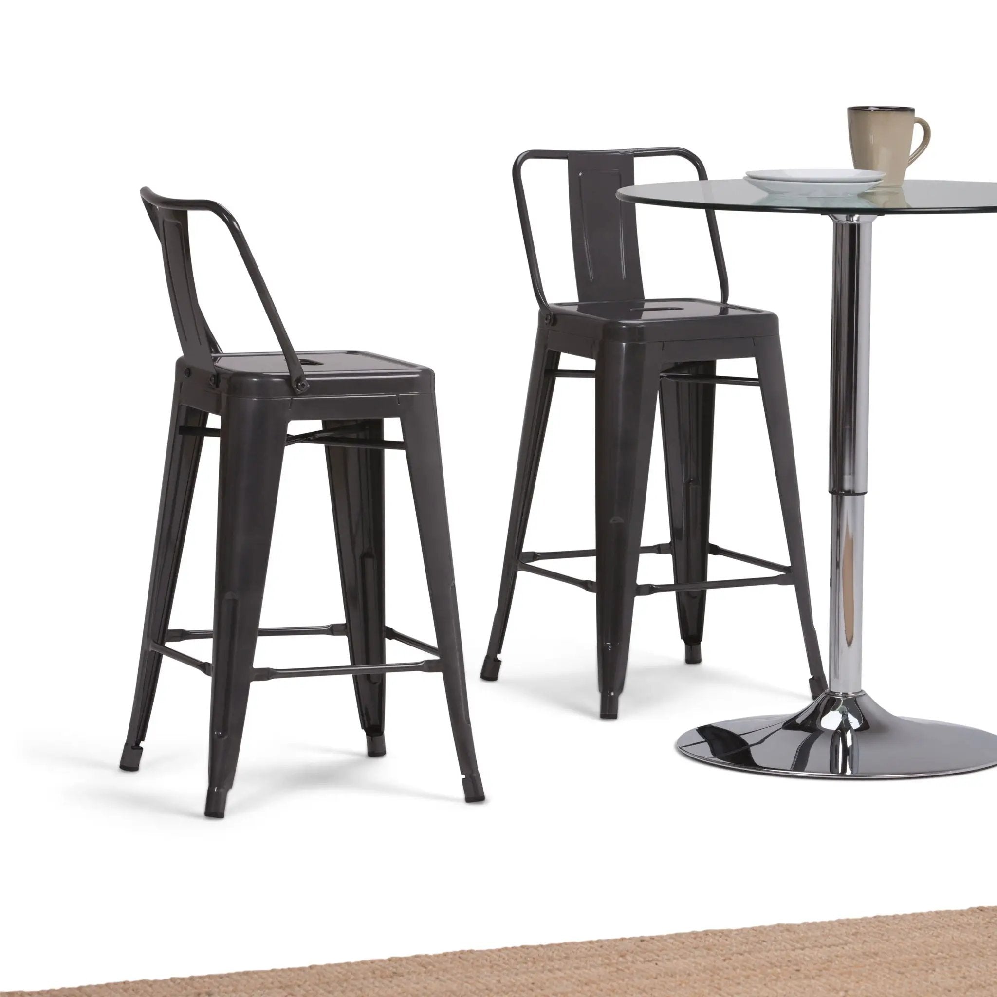 Rayne - Curved Back Metal Stool (Set of 2) by Unique Piece Furniture