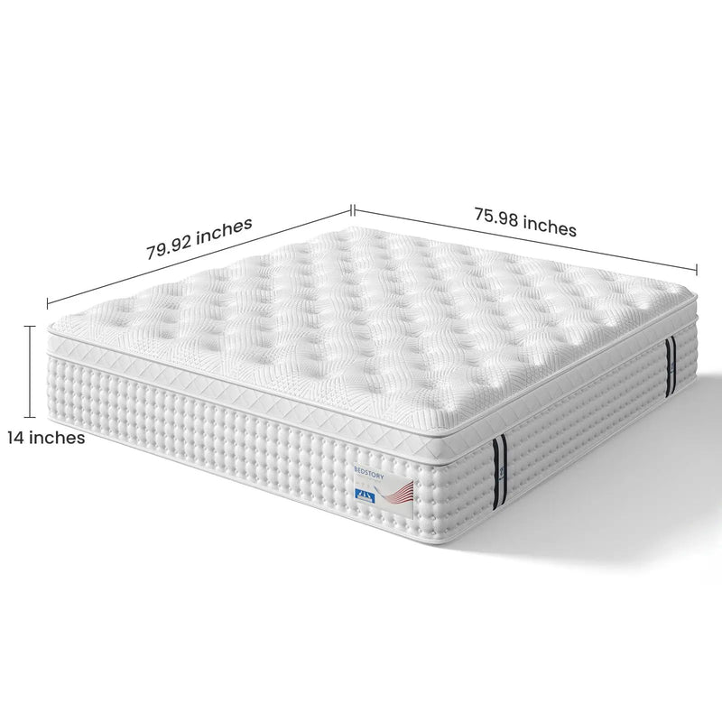 14" King Hybrid Mattress, Memory Foam & Pocket Spring Bed by HouseOfZazla
