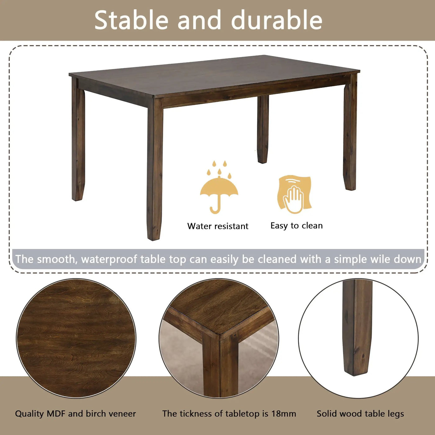 Kitchen Dining Set, Rectangular Dining Table With Upholstered Chairs by Unique Piece Furniture