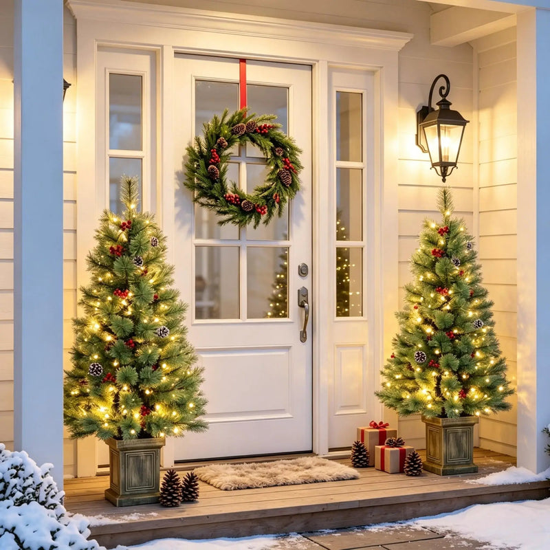 Set of 2, 4 ft Pre-Lit Christmas Trees by HouseOfZazla