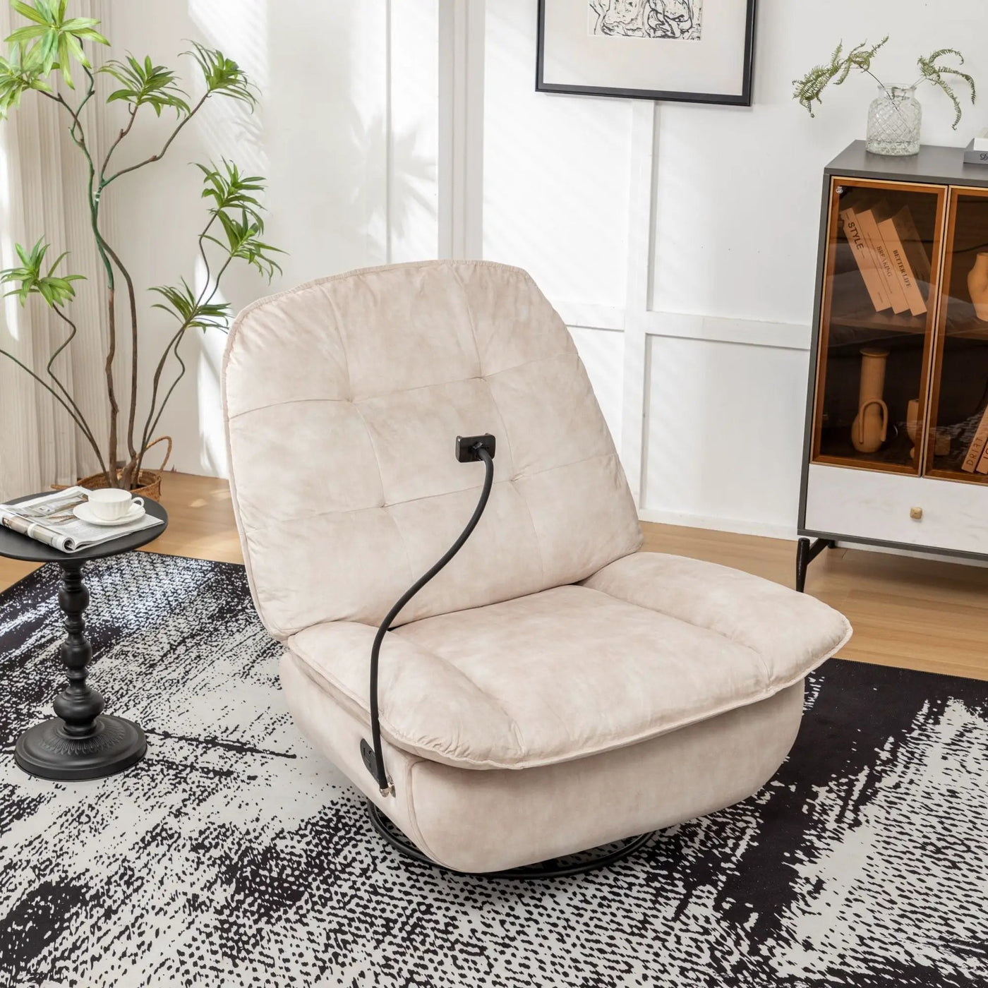 Modern Swivel Gliding Recliner Chair With Rocking Function And Phone Holder, Large Comfortable by HouseOfZazla