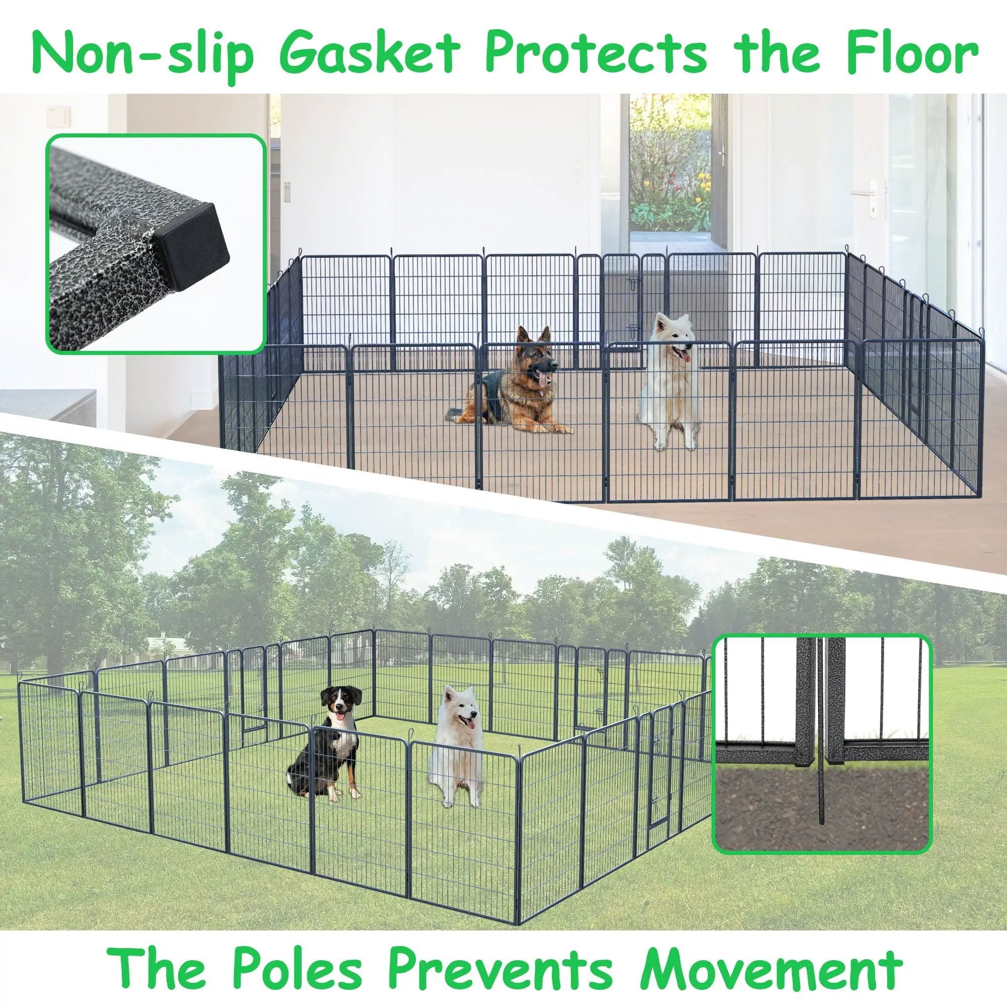Dog Pens Outdoor Height Foldable Panels Heavy Duty Metal Portable Dog Playpen Indoor Anti Rust Exercise Dog Fence With Doors For Pets Play Pen For RV Camping Yard by HouseOfZazla
