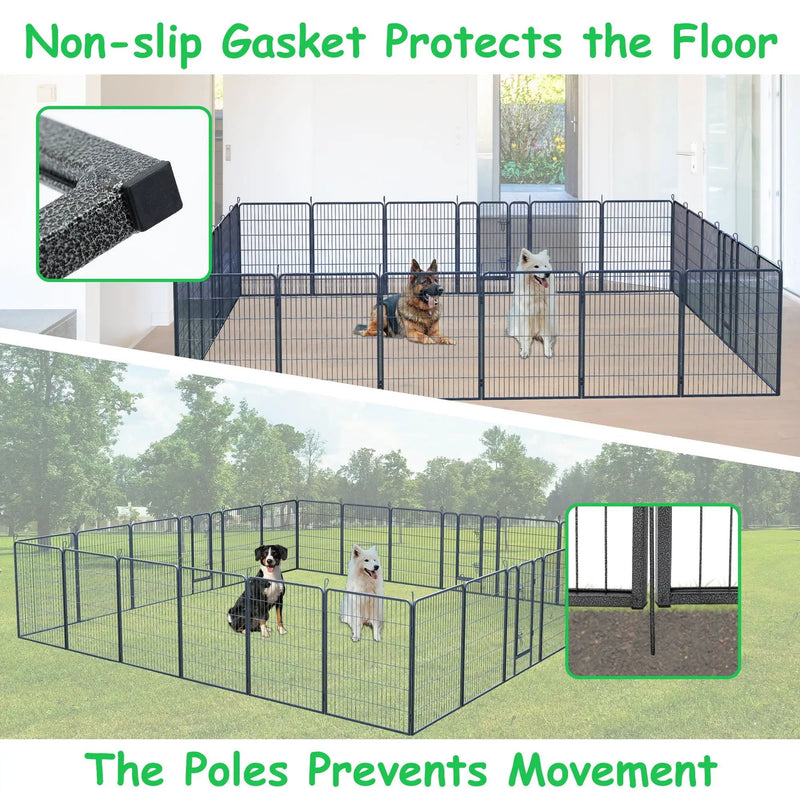 Dog Pens Outdoor Height Foldable Panels Heavy Duty Metal Portable Dog Playpen Indoor Anti Rust Exercise Dog Fence With Doors For Pets Play Pen For RV Camping Yard by HouseOfZazla