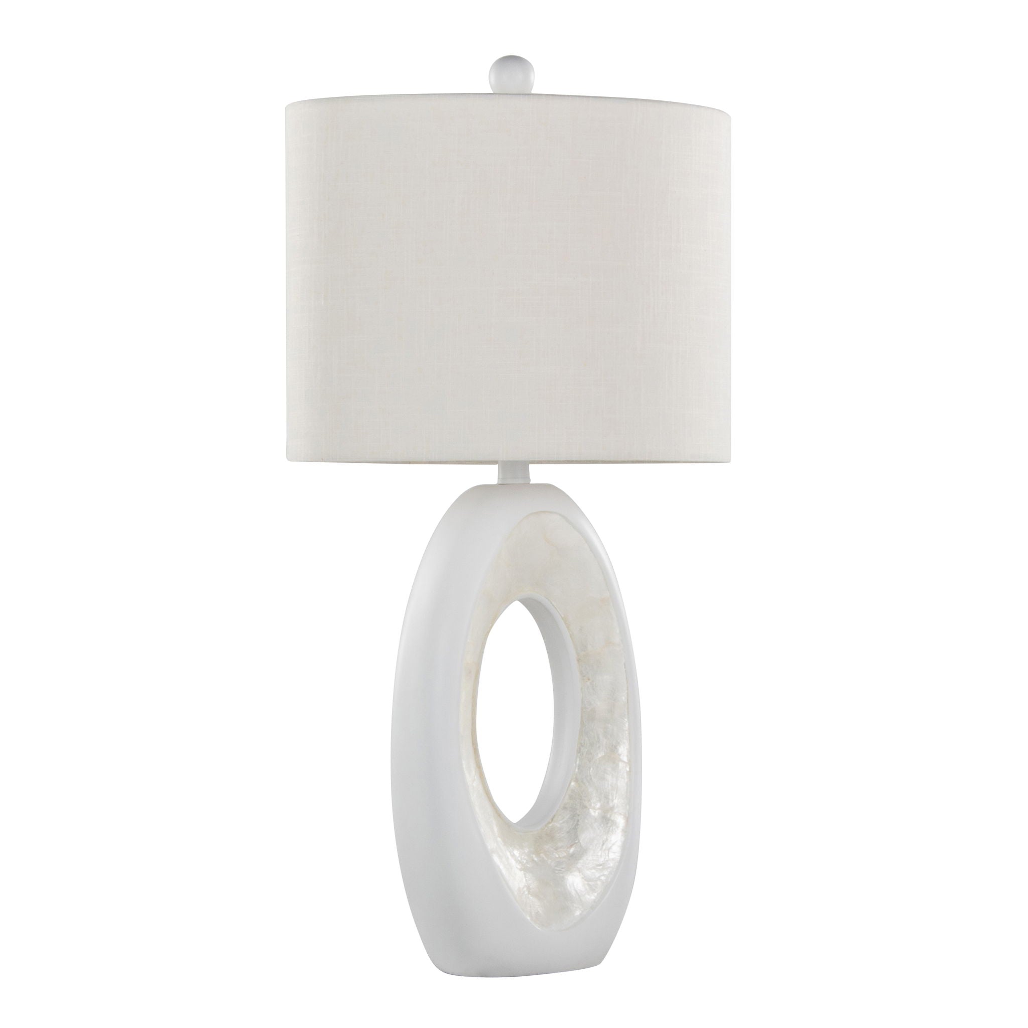 Pearl - Contemporary Table Lamp (Set of 2) - Matte White / Natural Shell by HouseOfZazla
