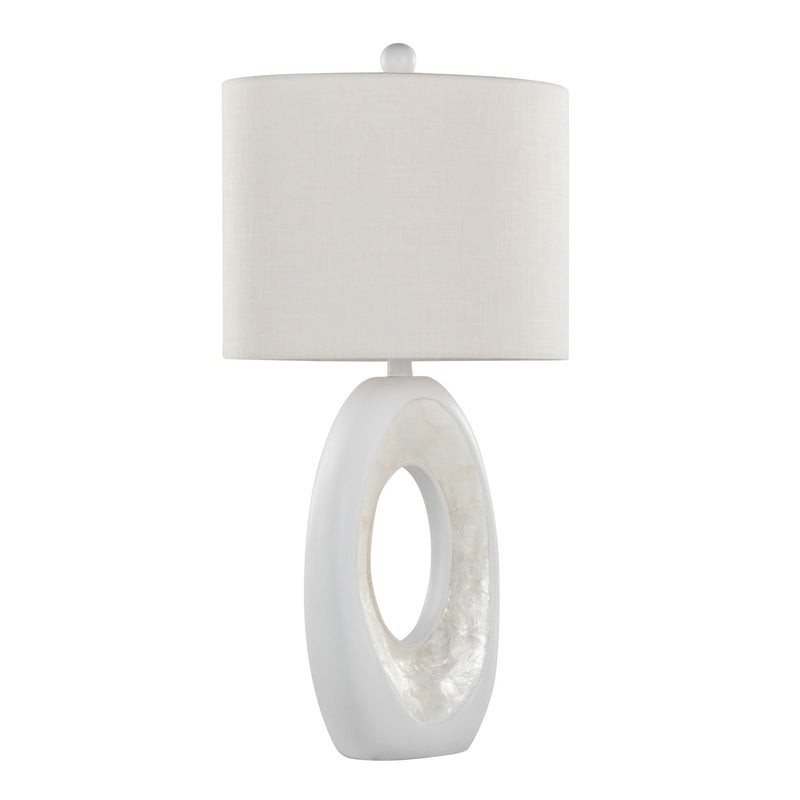 Pearl - Contemporary Table Lamp (Set of 2) - Matte White / Natural Shell by HouseOfZazla