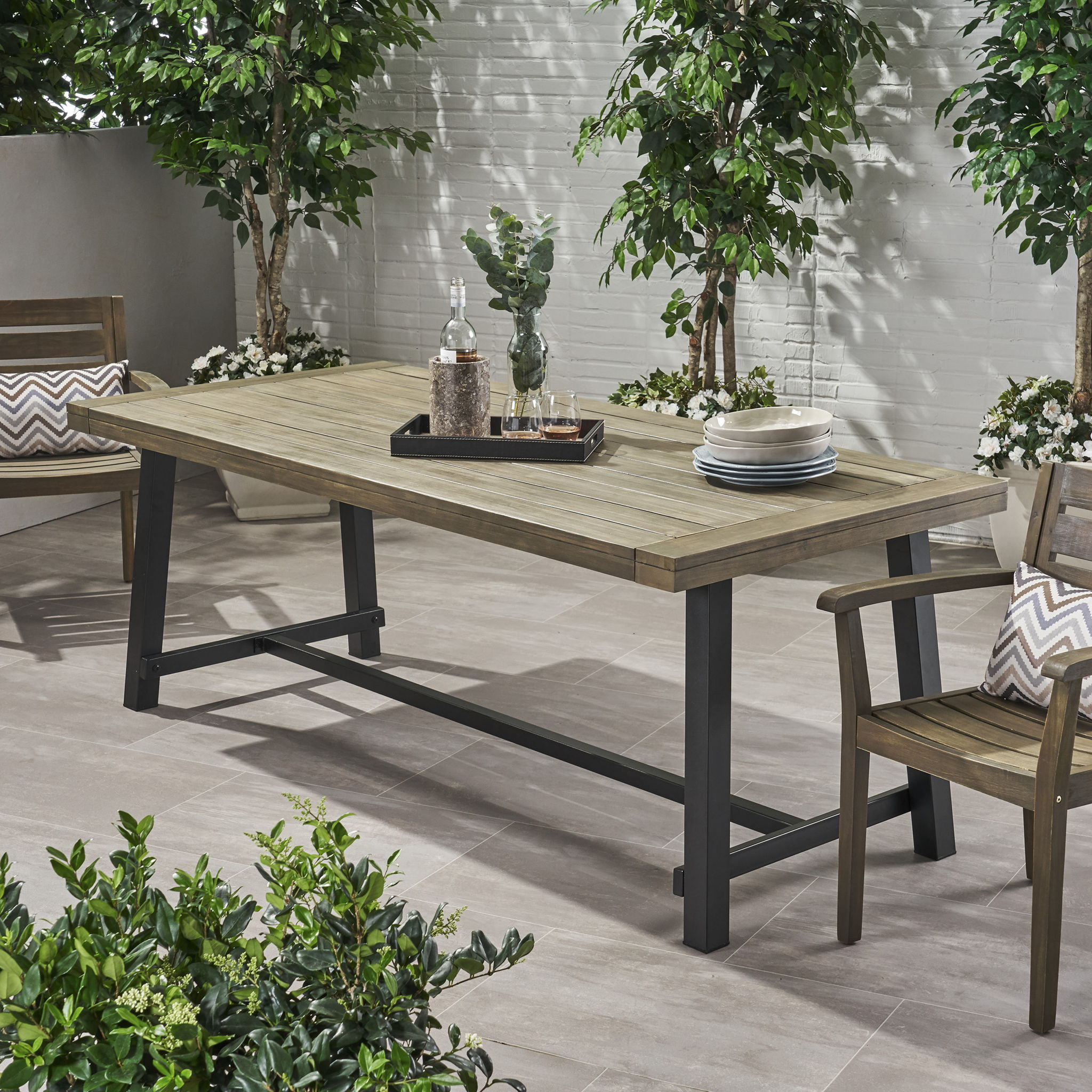 Outdoor Dining Table - Gray / Rustic Metal by HouseOfZazla