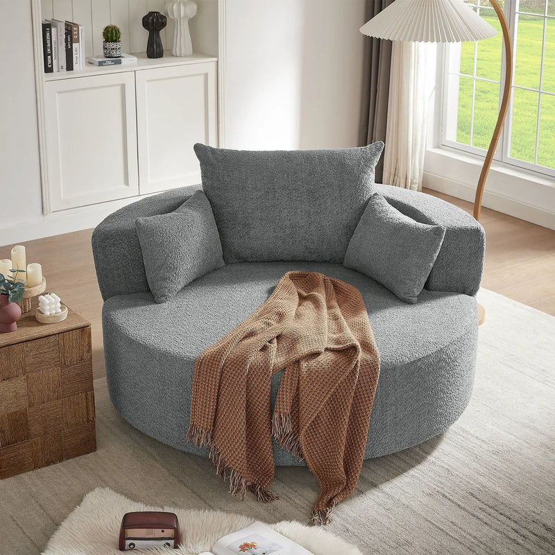 360° Swivel Accent Barrel Chair With 3 Removable Pillows For Living Room by HouseOfZazla