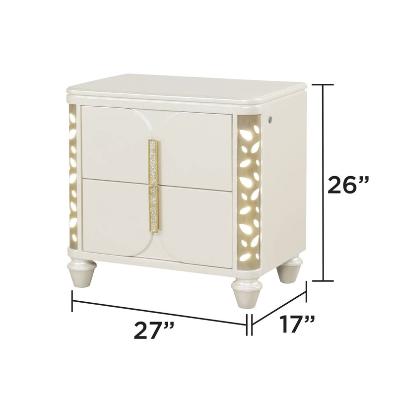Cinderella - Nightstand With LED Accents And 2 Storage Drawers - Beige by HouseOfZazla