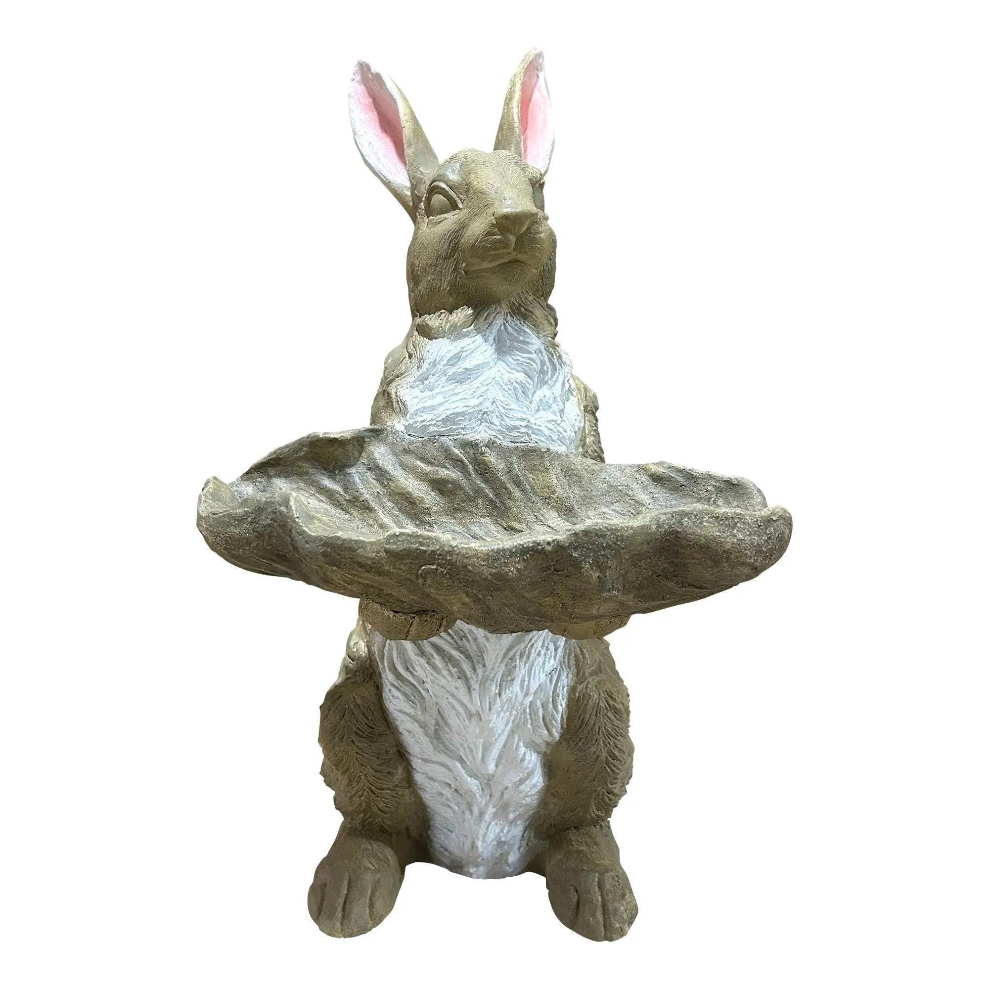 Magnesium Oxide Bunny Statue Holding Decor by HouseOfZazla