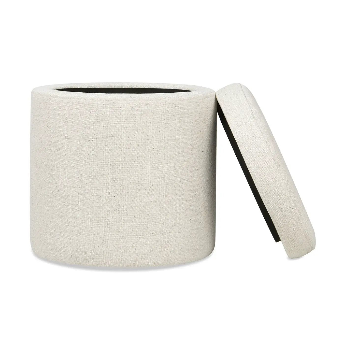 Brandy - Round Upholstered Storage Ottoman With Accent by HouseOfZazla