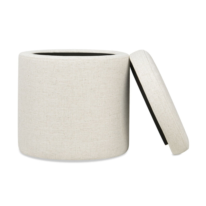 Brandy - Round Upholstered Storage Ottoman With Accent by HouseOfZazla