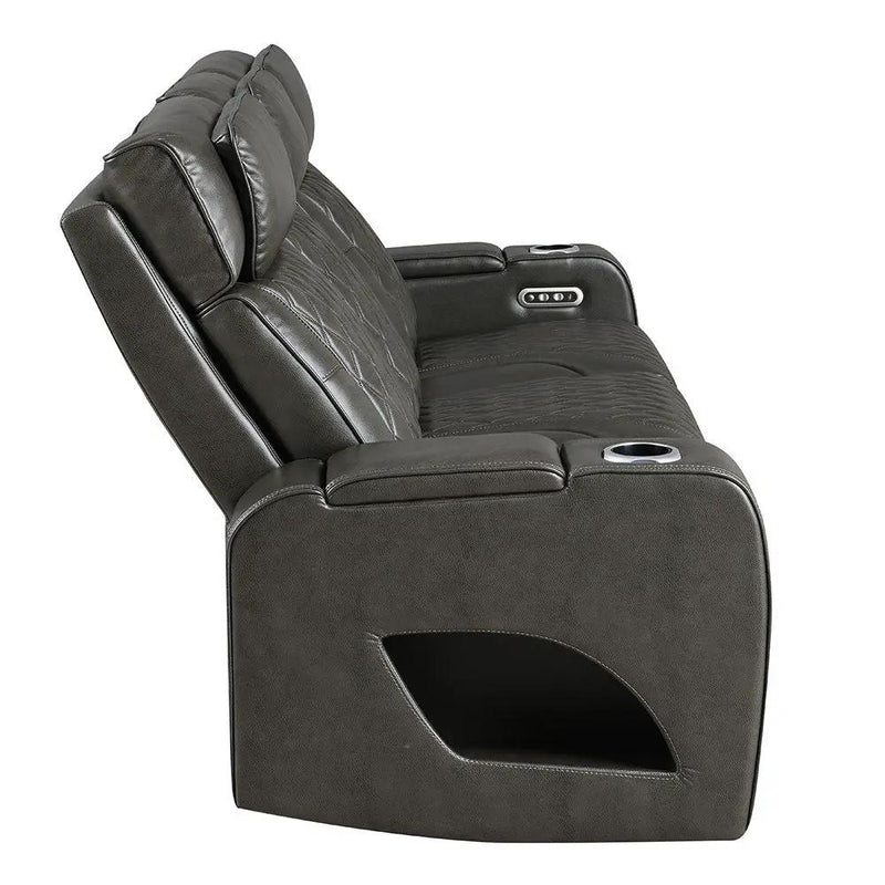 Taddeo - Power Motion Sofa With Power Headrest, USB, Wireless Charger, LED & Reading Light - Dark Gray by Unique Piece Furniture