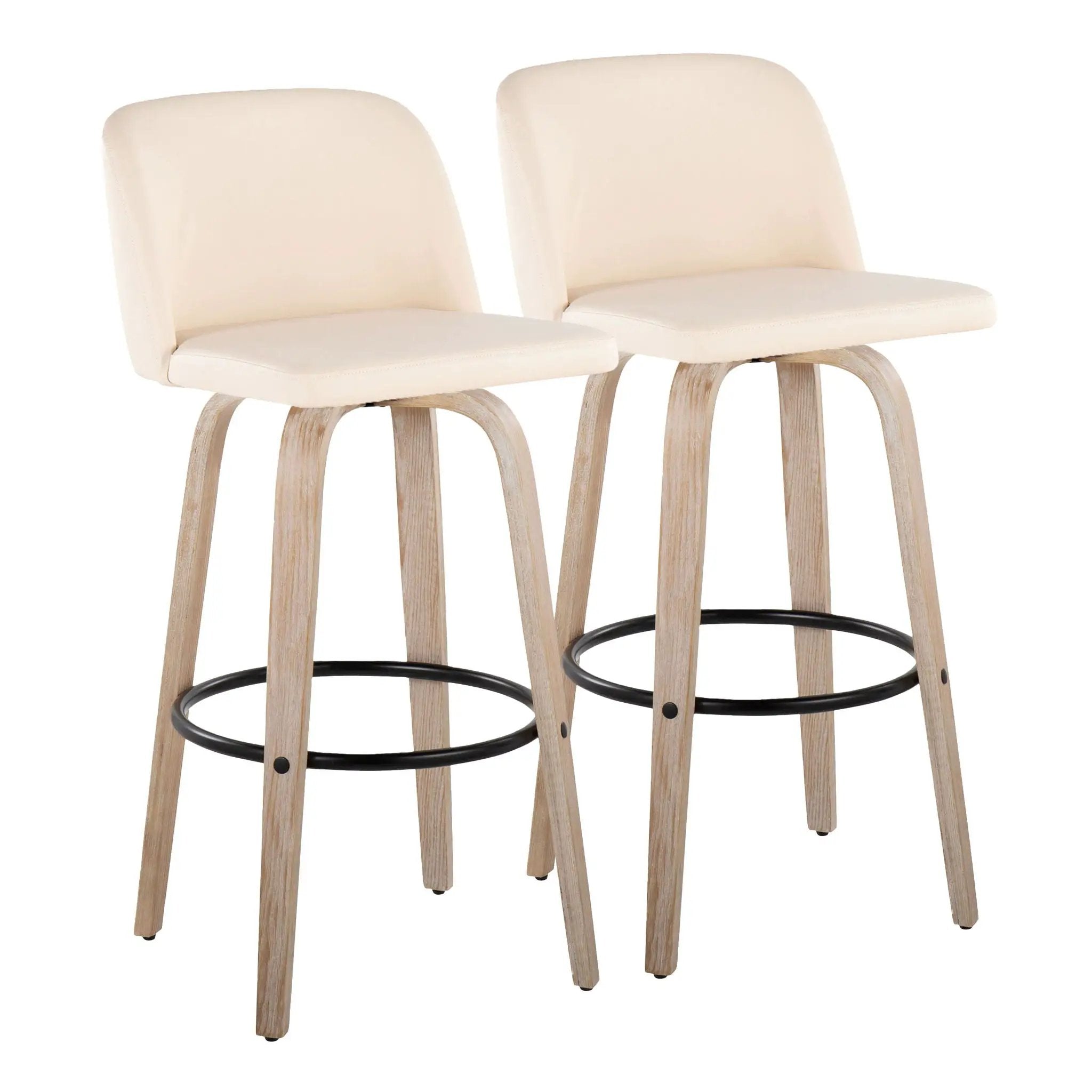 Toriano - Mid-Century Modern Fixed Height BarStool With Round Footrest (Set of 2) by HouseOfZazla