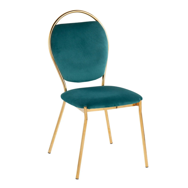 Keyhole - Contemporay / Glam Dining Chair (Set of 2) - Gold / Green by HouseOfZazla
