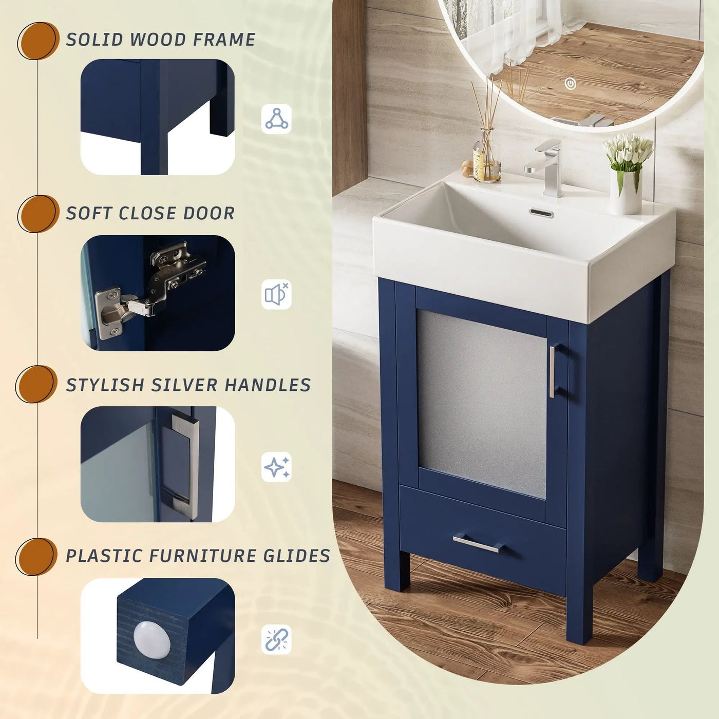 Bathroom Vanity With Ceramic Sink And Ample Storage, Ideal For Small Bathrooms by Unique Piece Furniture