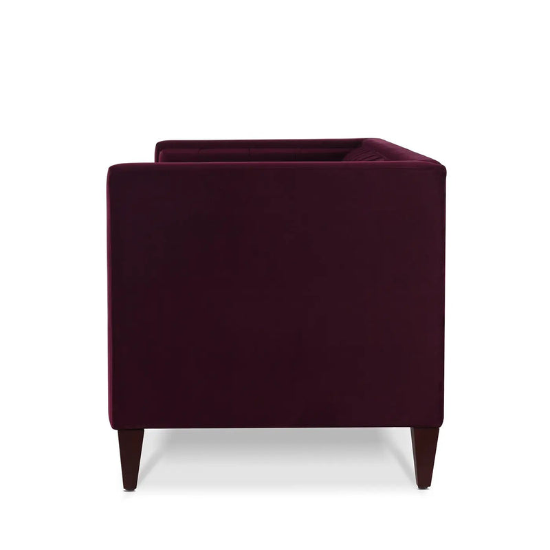 Jack 84" Modern Tuxedo Tufted Sofa, Burgundy Velvet by HouseOfZazla