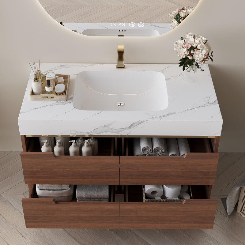 35.4" Farmhouse Free-standing Sintered Stone Bathroom Vanity with Undermount Sink by HouseOfZazla