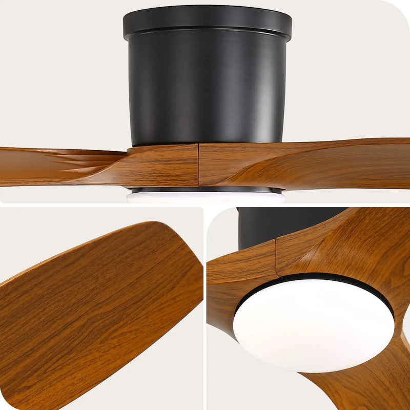 Smart Ceiling Fan With Remote Control, 3 Blades, Dimmable LED Light, Reversible DC Motor - Black by Unique Piece Furniture