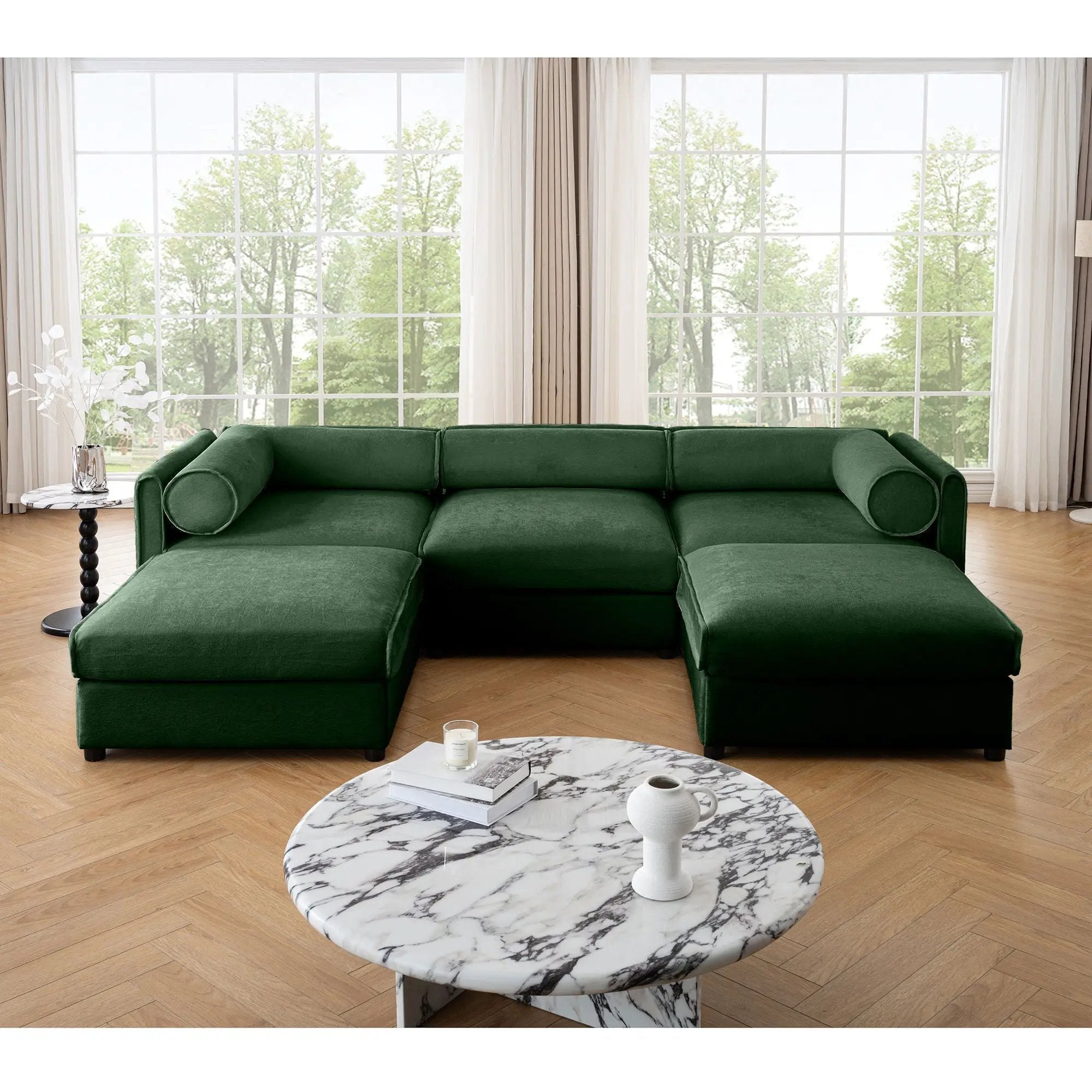 Contemporary Elegant Sofa With Storage And Ottoman by HouseOfZazla