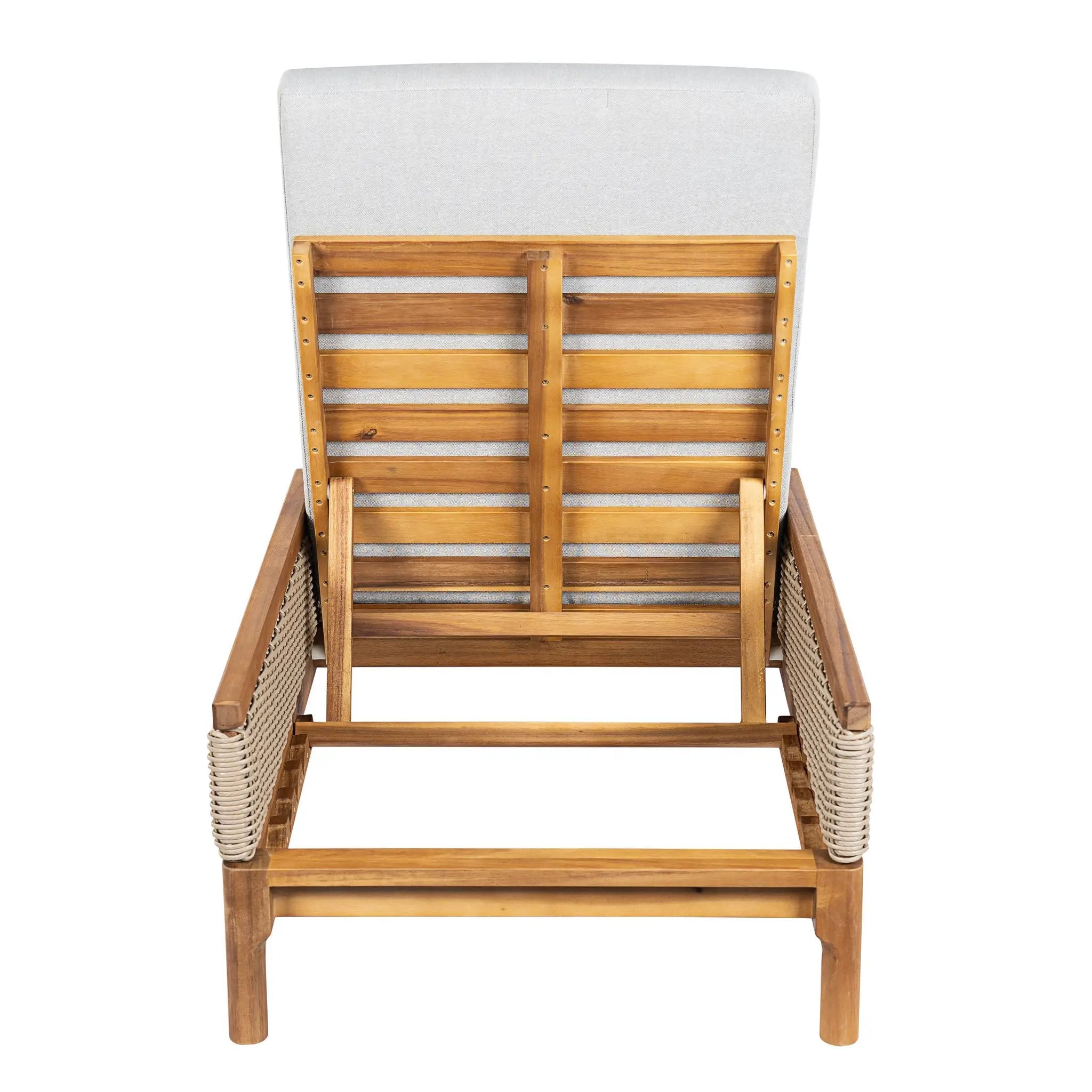76.8" Solid Acacia Wood Sun Lounger Set of 2 with Grey Cushions by HouseOfZazla