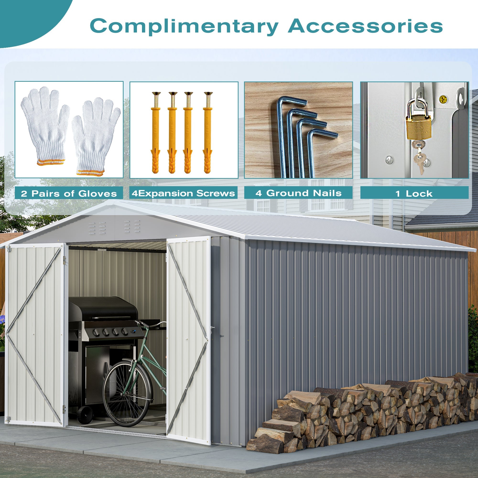 10 x 12 ft. Outdoor Storage Shed with Floor Frame Kit by HouseOfZazla