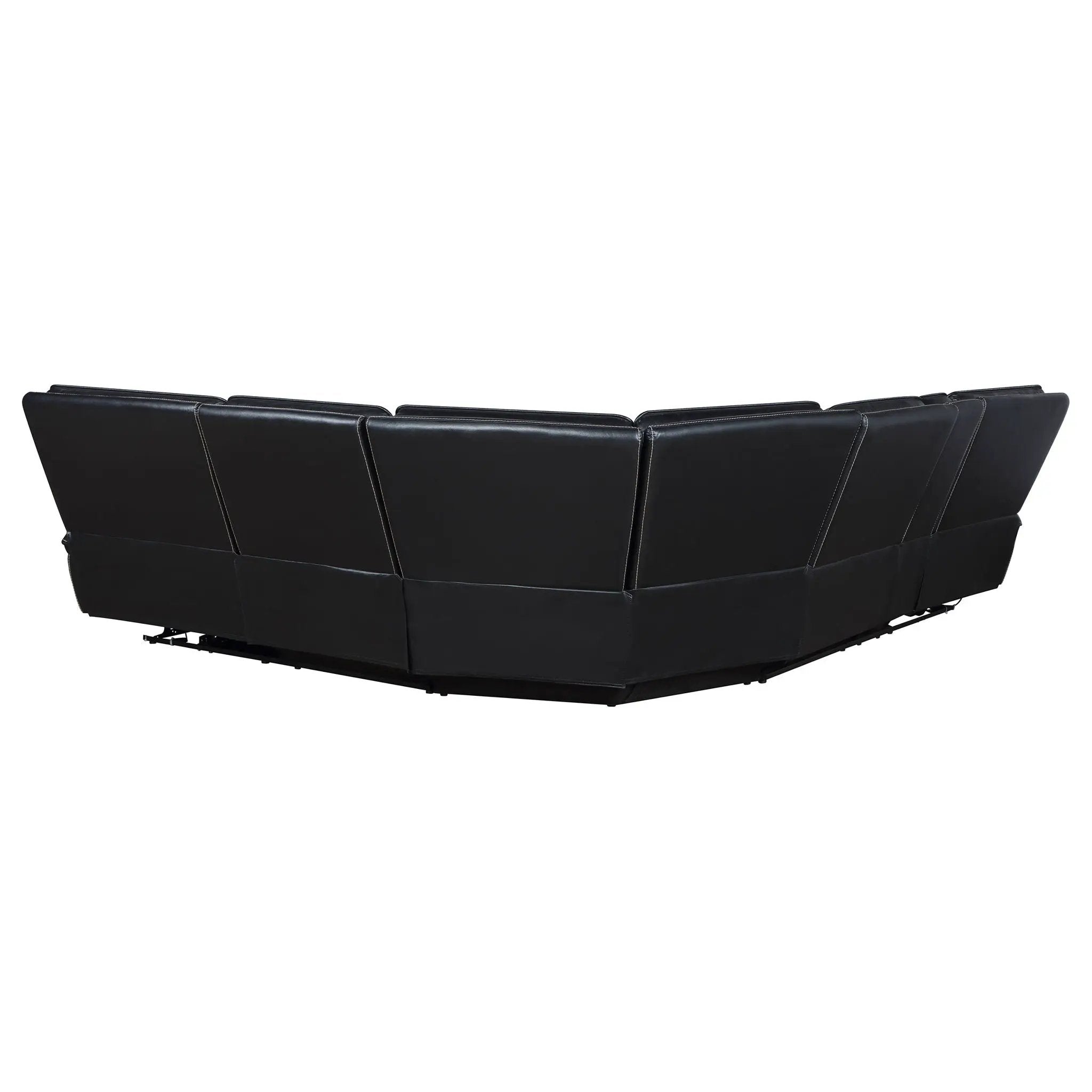 Hewitt Leather Dual Power Reclining Sectional Sofa Black by Unique Piece Furniture