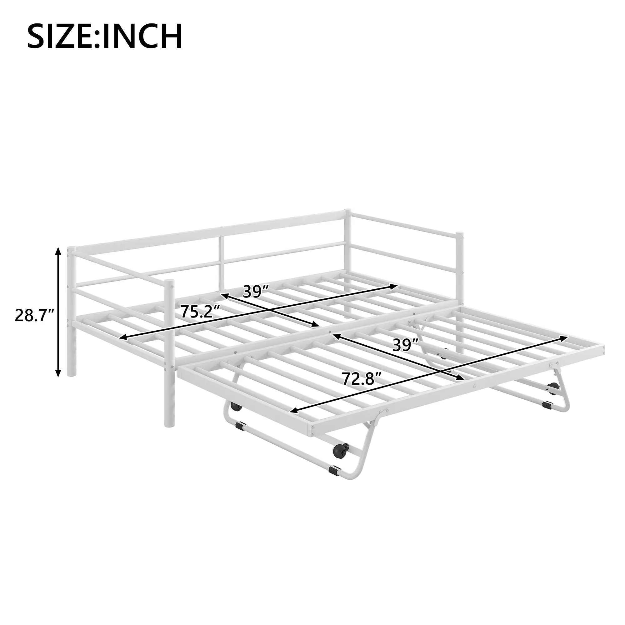 Industrial Metal Daybed With Adjustable Pop Up Trundle And LED Strip by Unique Piece Furniture