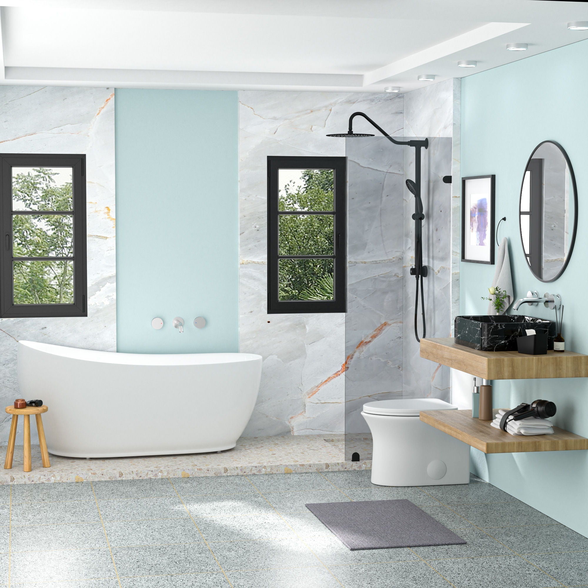 Rectangular Vessel Bathroom Sink - Black / Gray by HouseOfZazla