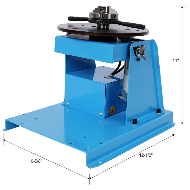 Portable Rotary Welding Positioner With 3 Jaw Lathe Chuck, 0 - 90° Turntable - Blue by HouseOfZazla