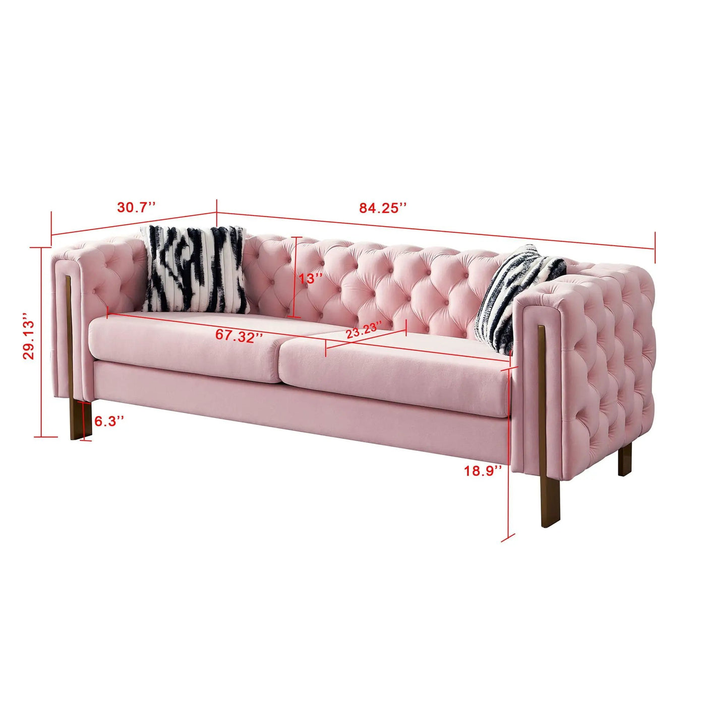 Chesterfield - Modern Tufted Living Room Sofa, 84.25''W Couch by Unique Piece Furniture