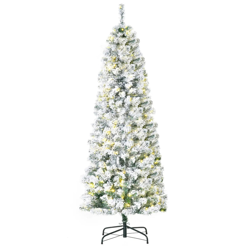 HOMCOM 6ft Pre-Lit Snow-Flocked Slim Douglas Fir Christmas Tree by HouseOfZazla
