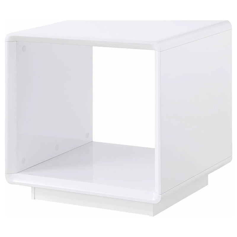Paseo Square End Side Table White High Gloss by Unique Piece Furniture