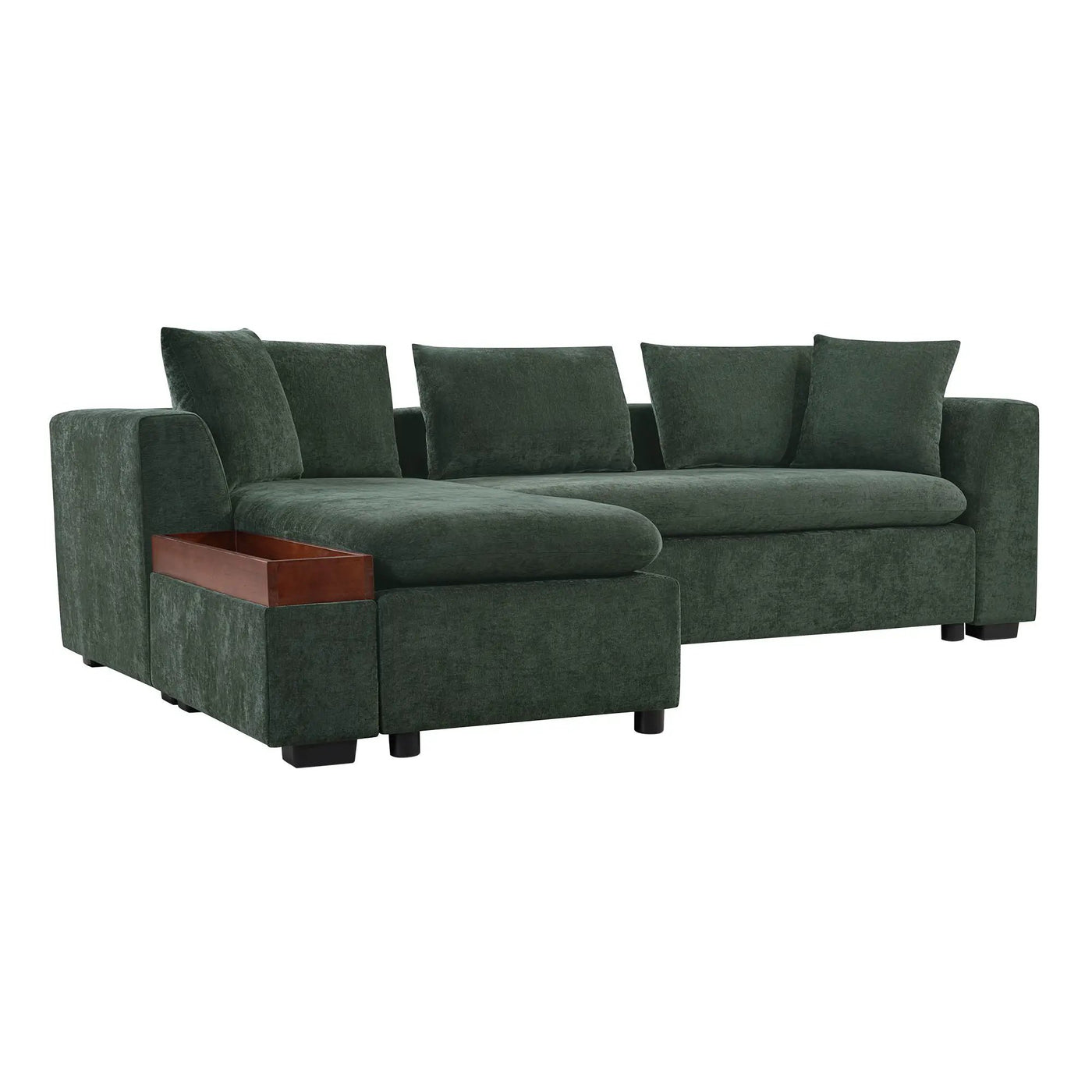 Modern L Shaped Sectional Sofa With Upholstery And Wooden Storage by Unique Piece Furniture