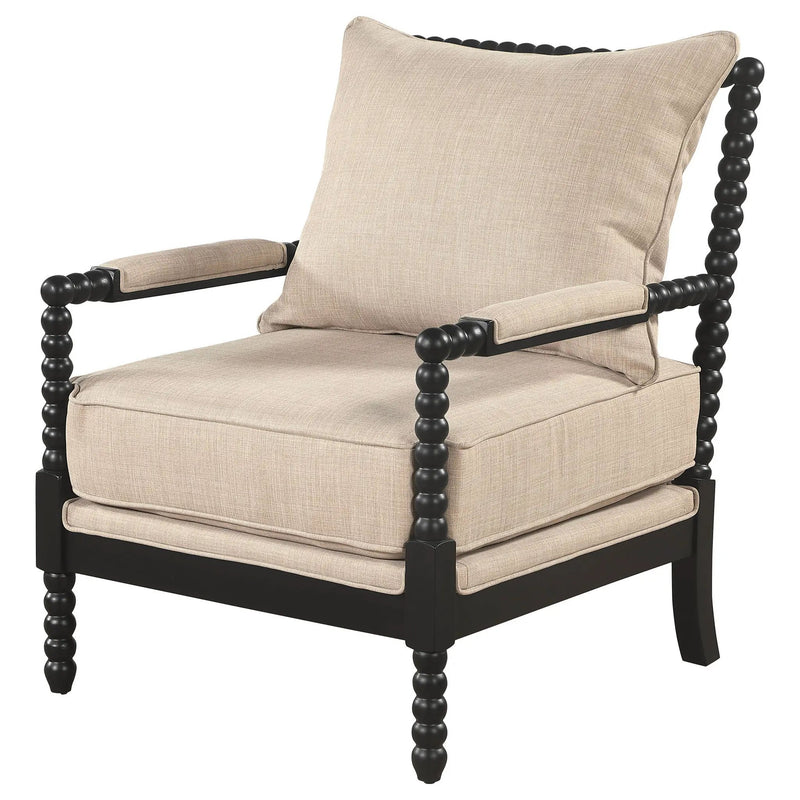 Blanchett Upholstered Bobbin Accent Chair Beige and Black by Unique Piece Furniture