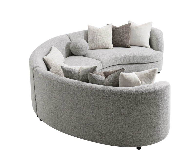 Ivria Boucle Sectional Sofa With 9 Pillows - Gray by HouseOfZazla