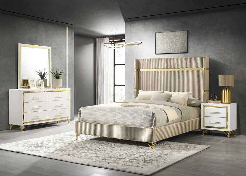 Lucia 4-piece Queen Bedroom Set Beige and White by Unique Piece Furniture